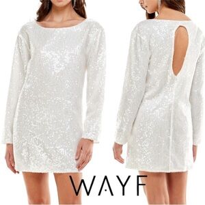 Wayf Sparkling White Sequin Mini Dress NWT